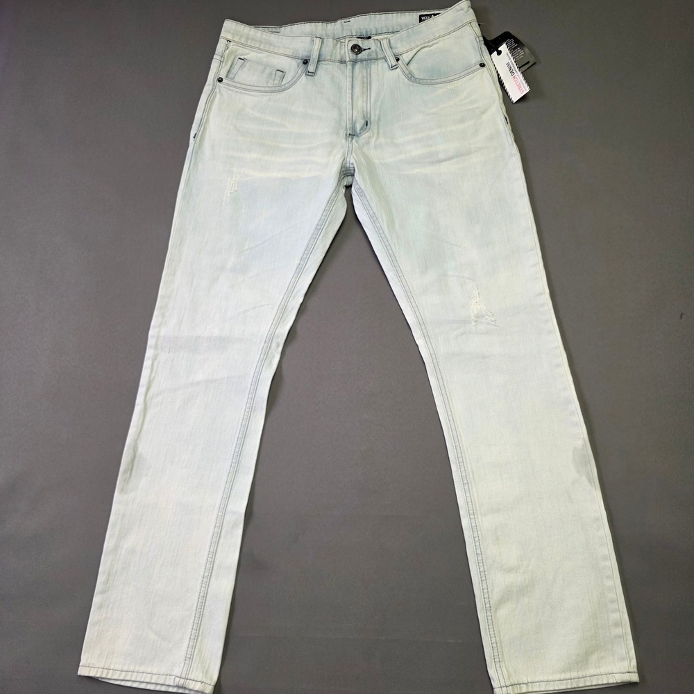 Buffalo David Bitton Ash-X Basic Skinny Stretch Jeans Light Wash Mens 33x32 NEW